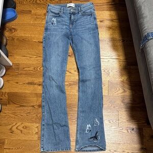 Abercrombie Kids Blue Flare Jeans with Butterfly Accents